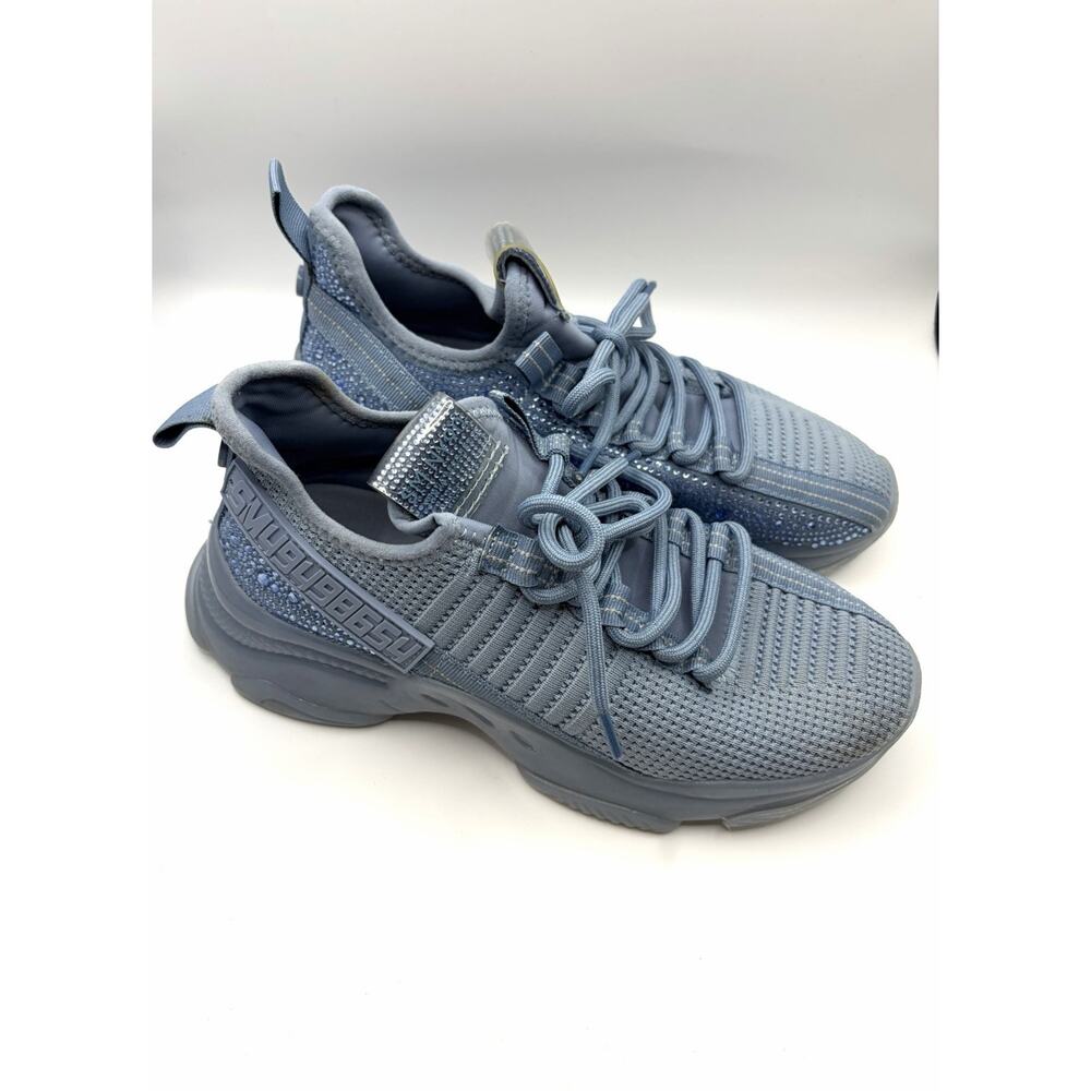 Steve Madden Maxima Blue Rhinestone Knit Sneakers Women’s 8.5 Chunky Trainer - Picture 3 of 11